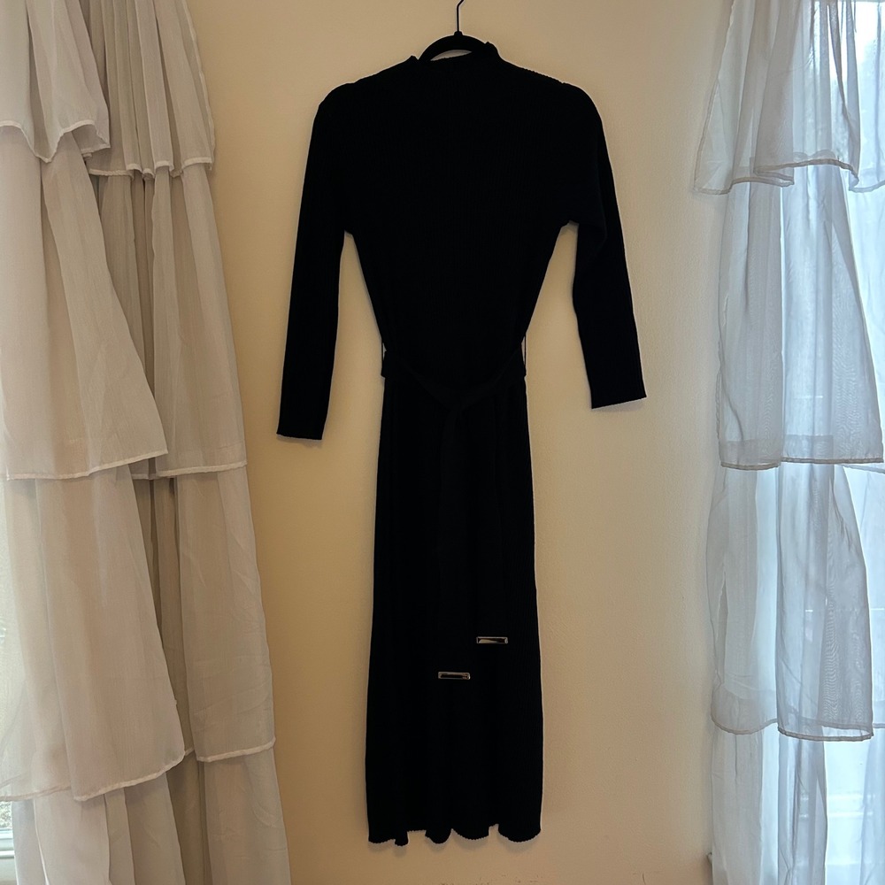 Calvin Klein women's smooth cotton rib mock neck sweater dress in black‎ Small